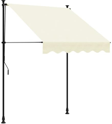 vidaXL Markise, Klemmmarkise Einziehbar, Sonnenmarkise für Balkon Garten Terrasse, Balkonmarkise Einstellbare Höhe, Creme 150x150cm Stoff Stahl