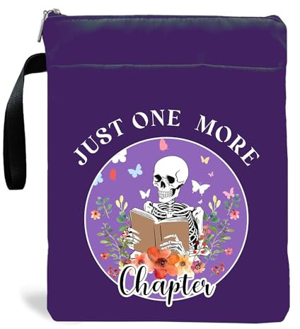 Maydvdv Buchliebhaber Buchhüllen Geschenke, Just One More Chapter Book Club Bookish Gifts, Buchhülle mit Reißverschluss und Vordertasche, Buchhüllen für Taschenbuch, 29 x 22 cm, Geschenke für Frauen,