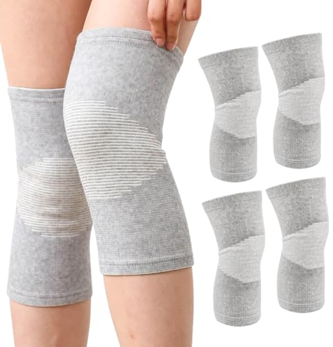 YNNHUDEEP Kniebandage Damen-Bambus Kniebandage,Unisex-Sport- und Fitness-Knieorthese Kniebandage,Kompression Kniestütze für Meniskusriss,für Fussball, Laufen oder Fitness-M 2 Stück