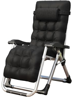TRIOBLADE Outdoor Reclining Zero Gravity Chair with Cup Holder & Cushion, Adjustable Sun Loungers Folding Recliner Garden Chairs for Patio Garden Beach Support 200kg (Black)