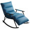 Leder-Relaxsessel mit Verstellbarer Rückenlehne und Fußstütze, ergonomischer Loungesessel, gepolsterter Schaukelstuhl, moderner Stuhl für das Wohnzimmer, Aufbewahrungstasche (Farbe: Blau, G