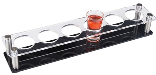 GORGECRAFT Schnapsglashalter Mit 6 Loch Serviertablett Aus Acryl Transparentes Flugbrett Präsentationsboden Regale Für Whisky Brandy Wodka Cocktail Wein Party Bar Nachtclub Gläser Organizer