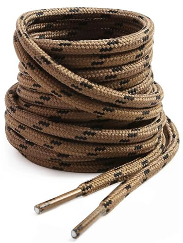 VSUDO Lacci per Stivali Marroni 90 cm, Lacci per Stivali da Trekking, Lacci Resistenti per Stivali da Lavoro, Lacci Solidi per Stivali da Escursionismo (1 Paio-Marrone con Punto Nero-090cm)