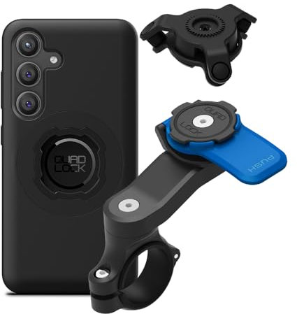 Quad Lock Motorcycle Handlebar Phone Mount Kit with Vibration Dampener and Galaxy S24 MAG Case