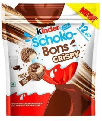 Kinder Crispy Schoko Bons - Medium 67g - Schokoladenknusprige Riegel mit cremiger Füllung