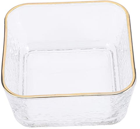 OKUMEYR Ensaladera De Vidrio Plato De Postre Cuencos Cuadrados Ensaladeras De Frutas Tazones Transparentes Con Tapa Plato De Comida Decorativo Tazón De Postre Para El Hogar Tazón De Helado