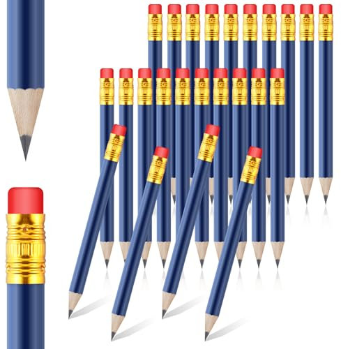 DIVINA VITAE 24 Stück Bleistift Kurze Holzbleistift mit Radiergummi Mini Bleistifte für Kinder zum Schreiben und Zeichnen in der Schule und zu Hause