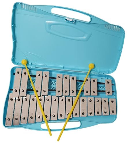 ROCKSTAR - Carrillón Xilófono Metalofono 25 Teclas Metálicas AG-25N2 Angel 3794, Glockenspiel con Estuche, Instrumento Musical supervisado por un adulto
