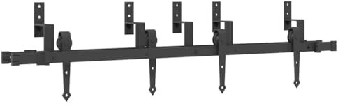 vidaXL Schiebetürbeschlag-Set 152,5 cm Stahl Schwarz, Schiebetürbeschlag Satz, Schiebetür Beschlagset, Scheunentor Beschlag, Schiebetürbeschlag