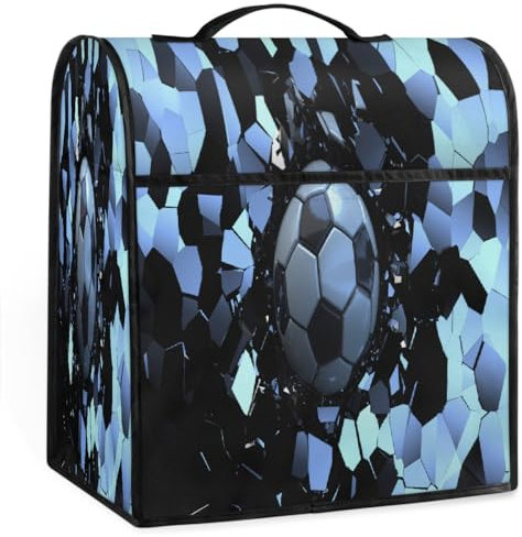 Mexpekil Soccer Ball ball on cracked silve Dust Cover for Stand Mixer Coffee Maker, Dust Protection Washable Appliance Cover with Top Handle and Pockets