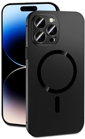 Magnetic Charging Aluminum Metal Bumper Matte Shell for iPhone, Magnetic Charging Anti-Collision Matte Protective Case for iPhone 16/15/14/13 Pro Max (for iPhone13,Black)