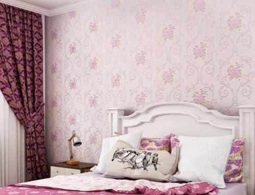 DMRLBYMC Selbstklebend Tapeten Vliestapete Blumen Motivt Vintage Wanddeko Bildtapete 3d Effekt Wand Dekoration Wohnzimmer Badezimmer Küche53x300cm.(lila)