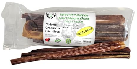 ARTISAN GIFT CO Ochsenziemer für Hunde - 100% Trockenfleisch Hundeleckerlis, geeignet für die Barf-Diät - Bullensticks für Hunde - (30cm) - Sparpaket 5 st.