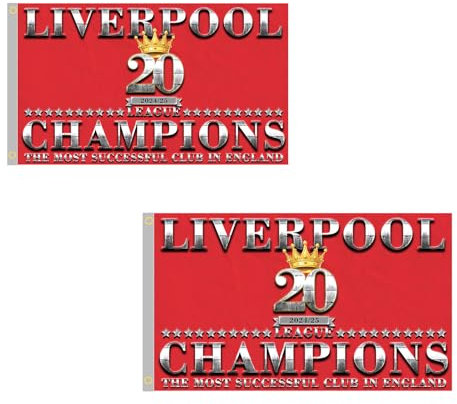 Liverpool 2025 Champions Flag, 3FT x 5FT, Red, Liverpool 2025 Champions decorations (2)
