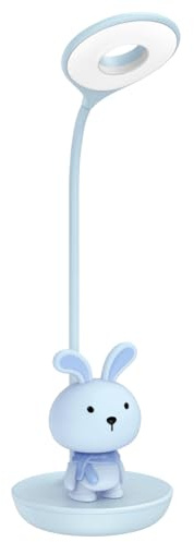 Blue Bunny LED Childrens Table Lamp Touch Control USB Rechargeable Bedside Reading Light BDL01BL