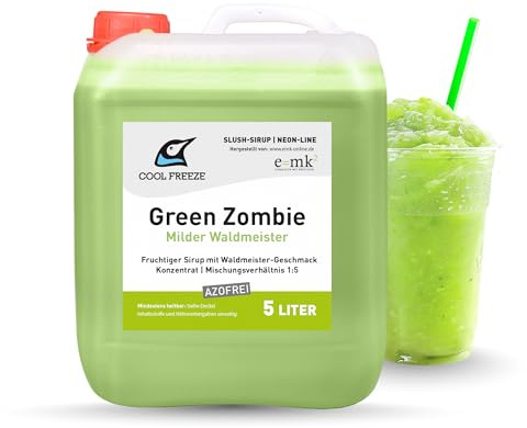 Slush Eis Sirup | Green Zombie (milder Waldmeister) | Konzentrat 1:5 | 5 Liter Kanister | Azo- Glycerin Frei | geeignet für Ninja Slushy Maschine | Premium-Qualität direkt vom Hersteller