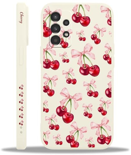 Yoedge Handyhülle für Samsung Galaxy A13 4G Hülle, Aesthetic Blumen Schleifen Pink Muster Niedlich Design Mädchen Frauen Cover, Silikon Case Kratzfest Schutzhülle für Samsung A13 4G 6,6,Kirsche