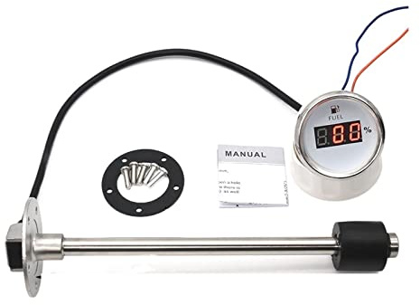 QUKFGCLGM Fuel Sending Unit Marine Boat Car Digital Fuel Tank Level Gauge 0-190ohm Fuel Level Sensor 150-600mm Oil Tank Level Indicator Meter(400mm)