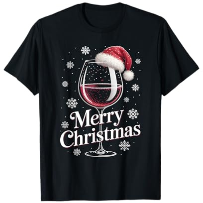 Weihnachtsfeier Outfit Weihnachtspullover Damen Weinglas T-Shirt
