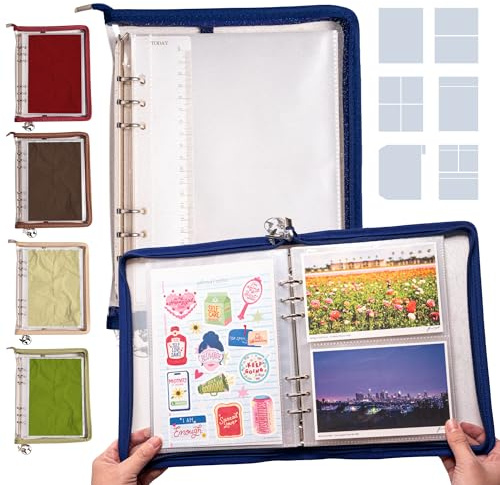 Navy Peony Wander Keeper 8-in-1 Sticker-Organizer - Echte A5/A6-Hüllen, kuratierte Reisefarben, robuster Reißverschluss-Ordner - als Postkartenalbum und Sticker-Aufbewahrung (Atacama Mitternachtsblau)