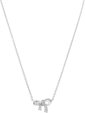 Lucardi - Damen Halskette aus 925er Silber, Schleife mit Zirkonia - Halskette - 925 Silber - Silberfarbig - 45 cm - Nickelfrei