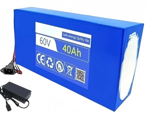 60V 40Ah E-Bike Battery Waterproof Lithium Electric Bicycle Battery for 2000W-500W Motor with 67.2V 2A Charger