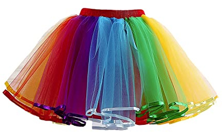 hehiy Tüllrock Damen 80er Tütü Rock Klassisch 3 Lagig Tüll Tüllrocks Erwachsene Halloween Tanzen Kostüme Karnevalkostüm Frauen Regenbogenrock FüR Frauen Bunte Leggings Damen