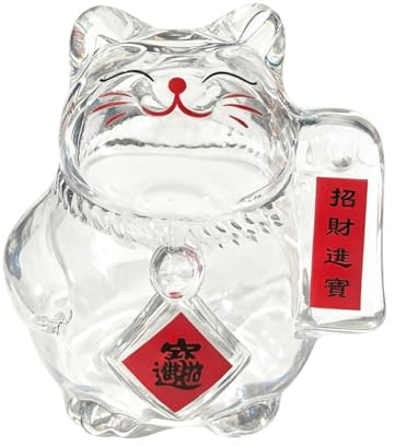 predolo Tirelire en Verre Transparent, Petite Tirelire en Forme de Chat, Tirelire en Verre Verre Fortune Cat, pour Adultes et Enfants, Cadeau de Fête, pour Billets et Pièces de Monnaie