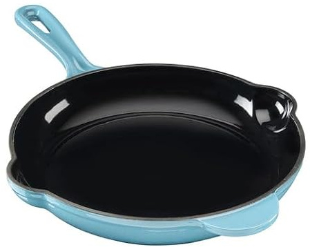 Cooks Professional 26cm Cast Iron Frying Pan | Round Heavy-Duty Skillet Cooking Pan with Enamel Interior | Oven Safe to 260°C, Induction & All Hob Compatible | PFAS, PFOA & PTFE-Free | Teal