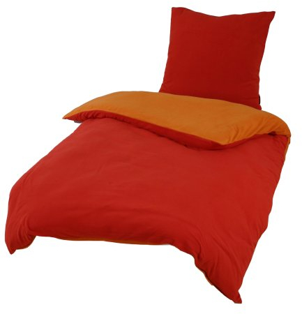 Kinzler B-10133/38 Mikrofaser-Fleece Wende-Bettwäsche Uni/Uni 80x80 + 135x200 cm, Terra