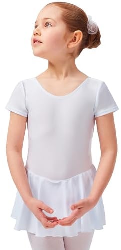 tanzmuster Ballettkleid Mädchen Kurzarm - Marina - Größe 92-170 - glänzendes Lycra - Ballett Trikot für Kinder
