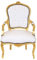 Casa Padrino Barock Salon Stuhl Weiß/Gold - Möbel Antik Stil