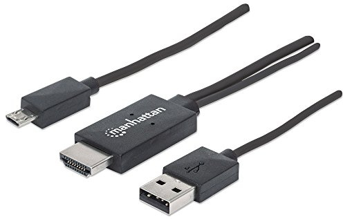Manhattan MHL-Anschlusskabel HDMI auf Micro USB, 11-polig (Micro USB 11-pol. auf HDMI, Stromversorgung über USB Typ A) schwarz 151511