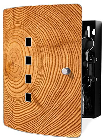 banjado Design Schlüsselkasten aus Edelstahl für 10 Schlüssel/Schlüsselbox zur Schlüsselaufbewahrung 24 x 21,5 x 7cm groß mit praktischem Magnetverschluss/Motiv Baumstamm