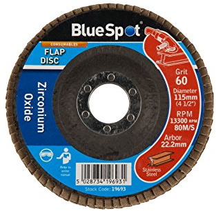 Blue Spot Tools 19693 60 Grit Zirconium Flap Disc, Blue