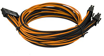 EVGA Black & Orange 1000-1300 G2/P2/T2 Power Supply Cable Set, Individually Sleeved (100-G2-13KO-B9)