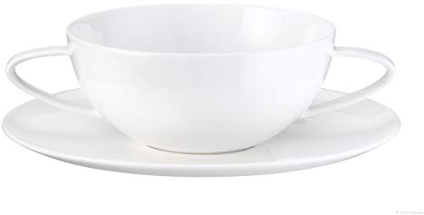 ASA 1991013 x (Table à 2 anses en céramique Tasse à Soupe avec Soucoupe, 13.0 x 13.0 x 5,60 cm Blanc Brillant