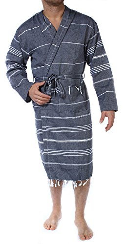 Pestemal Cacala Bademantel aus 100% türkischer Baumwolle, baumwolle, schwarz, L-XL