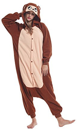 Sqlszt Women Men Adult Animal Monkey One Piece Onesie Cosplay Pajamas Costume M