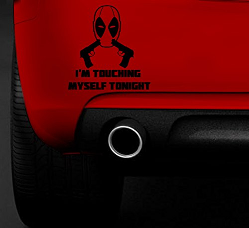 Divertente adesivo, decalcomania in vinile per auto, furgoni, barche, finestrini, motivo: Deadpool Touching Myself With Guns