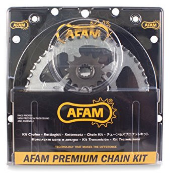 Afam 04701649 Kit chaîne de moto - kit acier pour DERBI DRD 50 SM Senda Racing 2011 - 2016, or
