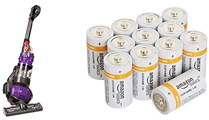 CASDON Replica Dyson Ball Vacuum Toy & Amazon Basics C Cell Alkaline Batteries [Pack of 12]