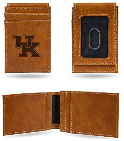 Rico Industries Geldbörse mit Lasergravur, Vordertasche, Kentucky Wildcats, Braun, 7 x 10,2 cm