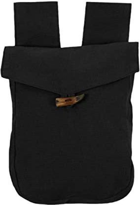 HEMAD Mittelalter-Tasche 100% Baumwolle Gürteltasche Knopf Modell: Widia, Schwarz