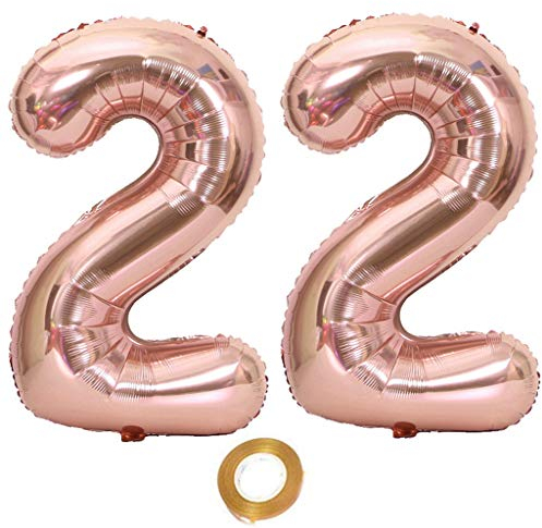 Luftballons Zahl 22 rosegold Nummer 22 Luftballon 22 Rosegold Folienballon 22. Geburtstag deko frauen, 32 Zoll Große Ballon Zahl 22 Riese Heliumfolie 22 jahre Geburtstag deko frau Mädchen