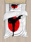 ABAKUHAUS Kung Fu Bettbezugs Set für Einzelbetten, Man Karate Kick Silhouette, Milbensicher Allergiker geeignet mit Kissenbezug, 130 x 200 cm, Schwarz