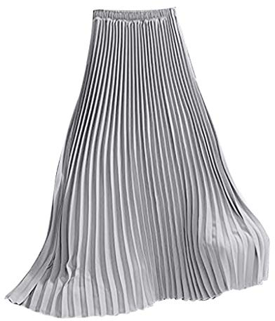 carol -1 Damen Elegant Plissee Röcke Elastischer Taillen Faltenrock Maxi-Rock Einfarbig Vintage A-Line Swing Rock, Stretch-Bund A Line Rock Mädchen Plisseerock, Karneval Faltenrock Lang Swing Rock