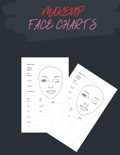 MakeUp Face Chart: Blank Workbook Paper Practice Face Charts For Professional Makeup Artists | 8,5 x 11 inches notebook 100 pages!