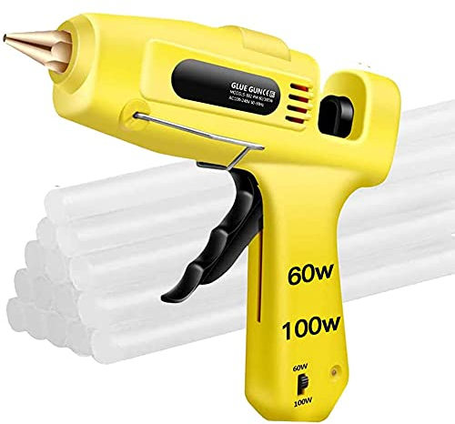 Pistolas de Encolar 60w/100w Dual Potencia con 15pcs 20cm Barras de Pegamento Termofusible Kit profesional para Pistola Caliente Profesional para Manualidades DIY Arte Reparaciones Decoracin Caseras