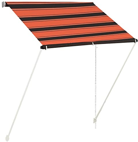 vidaXL Markise, Klemmmarkise Einziehbar, Sonnenschutz für Fenster Terrasse Balkon, Balkonmarkise Fallarmmarkise Fenstermarkise, 150×150cm Orange Braun
